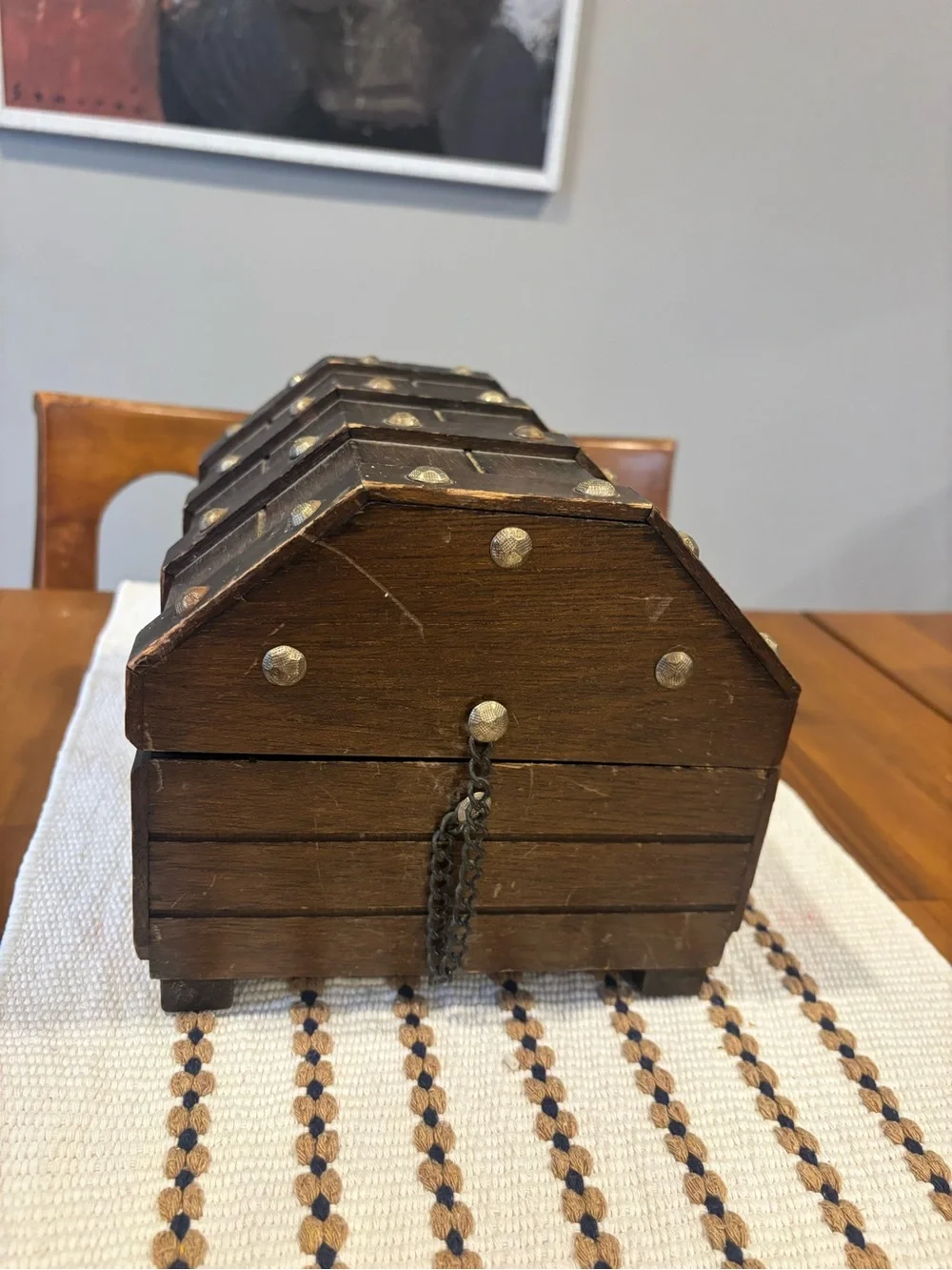 Vintage Lion Treasure Chest Jewelry Box